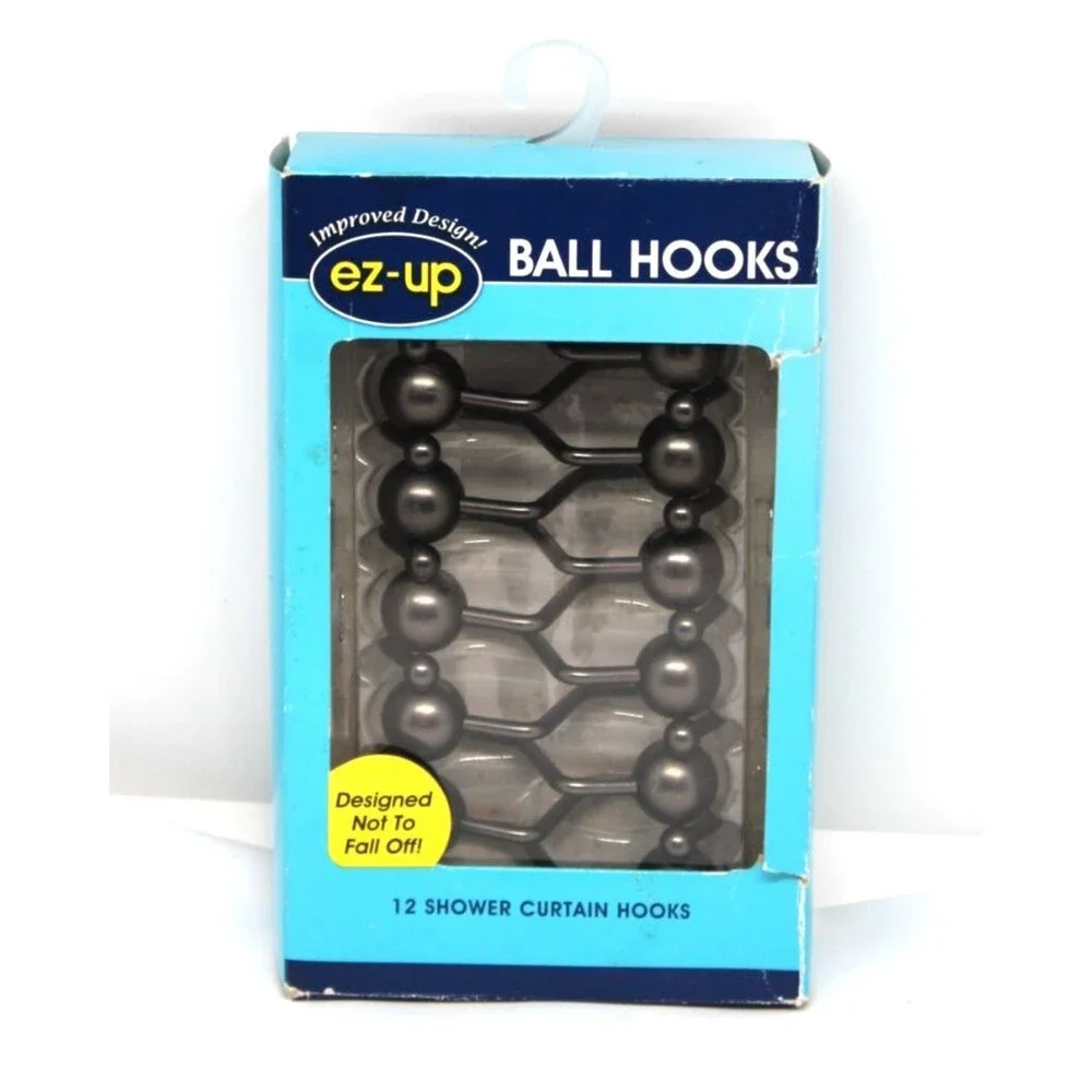 EZ-UP Metal Ball Shower Curtain Bronze Hook Rings Set of 12 NEW IN BOX